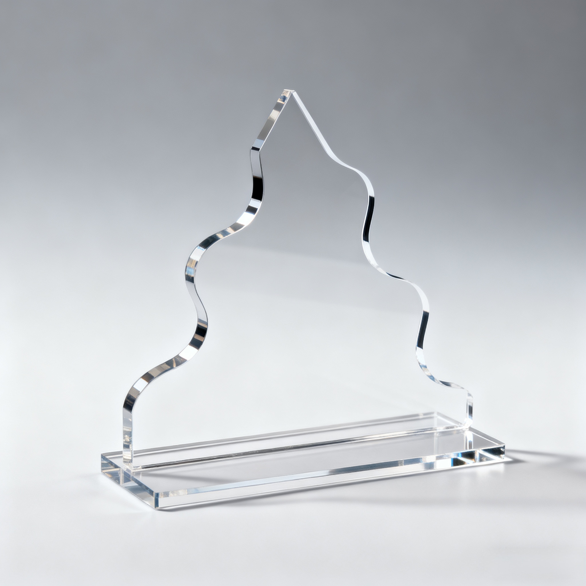 Custom Irregular Shape Clear Acrylic Photo Frame / Sign Holder with Base