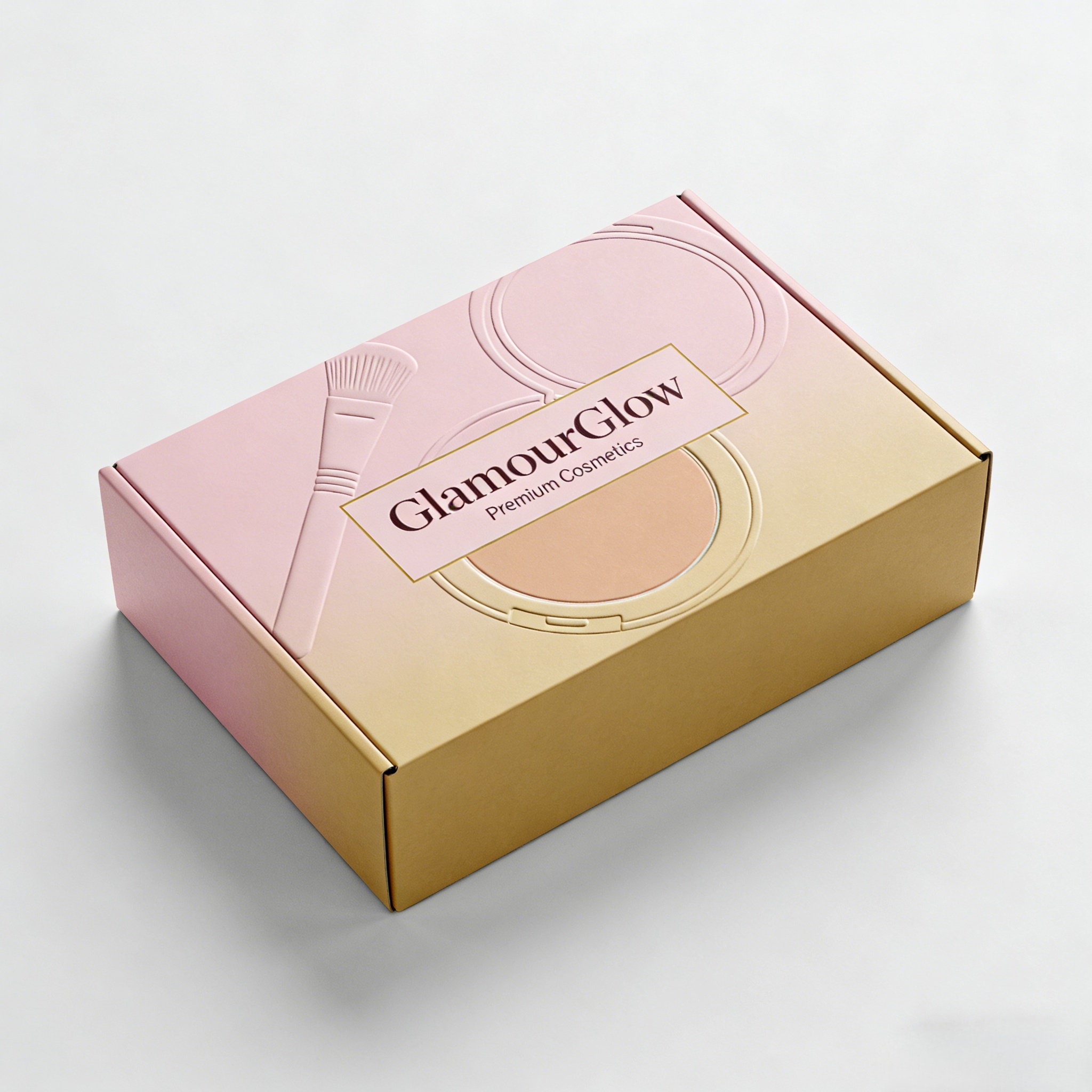 Gradient Pink & Gold Cosmetic Box with Debossing & Gold Foil Stamping