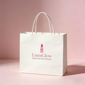 Custom White Kraft Paper Shopping Bag with Cotton Rope Handles