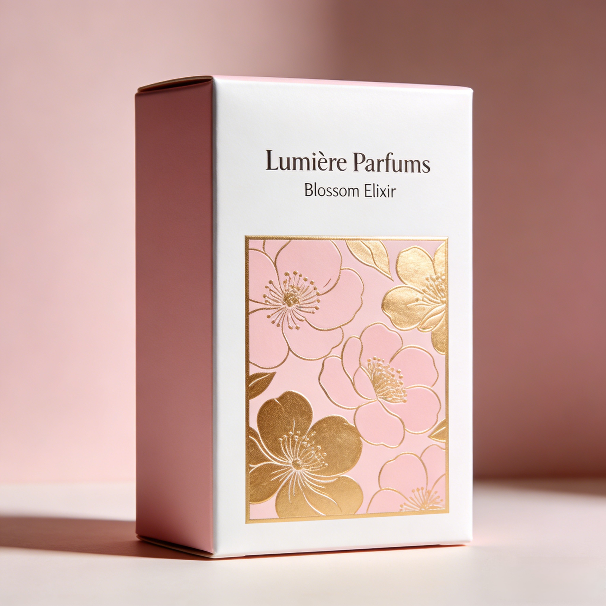 Folding Perfume Box with Gold Foil Floral