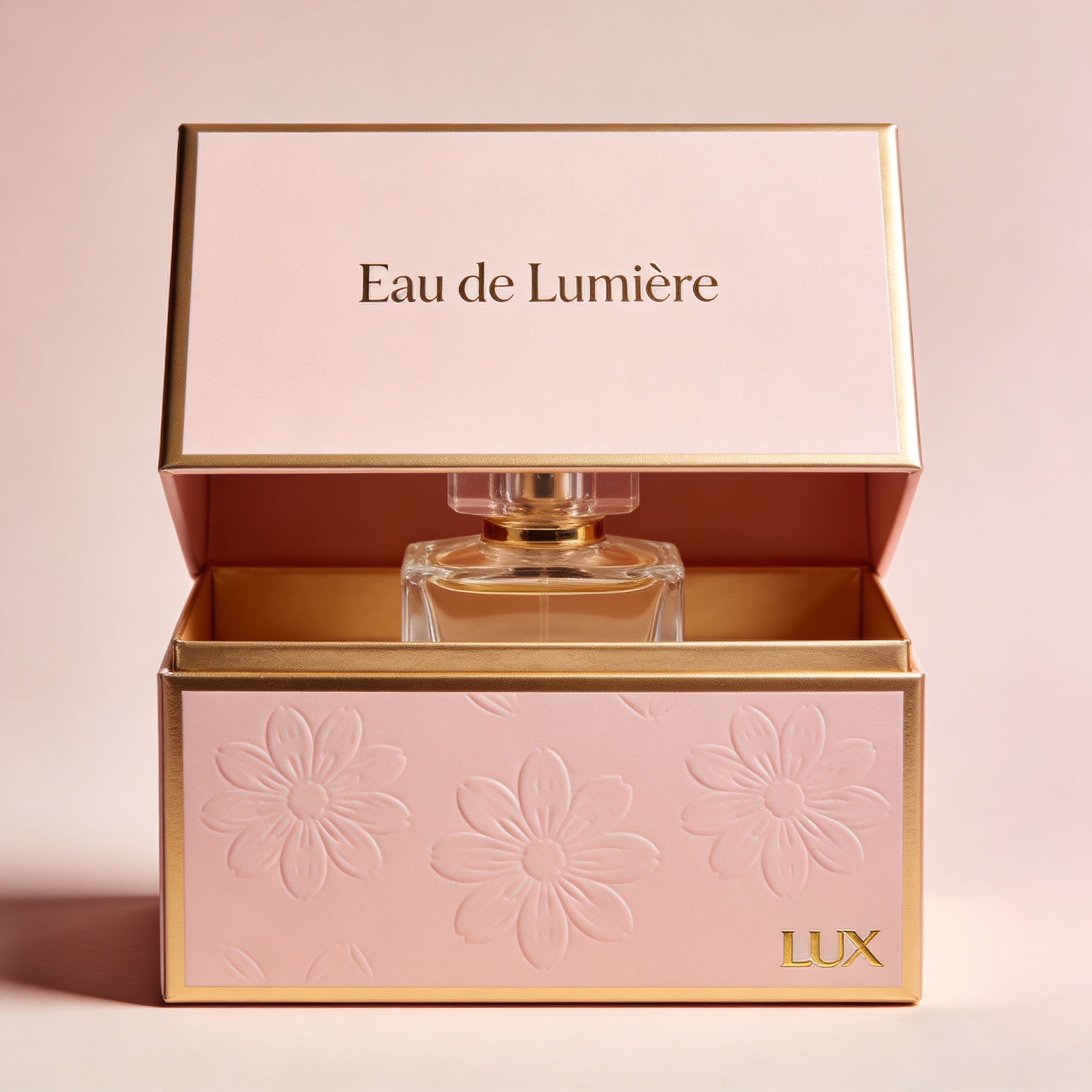 Luxury Rigid Perfume Box with Embossed Floral