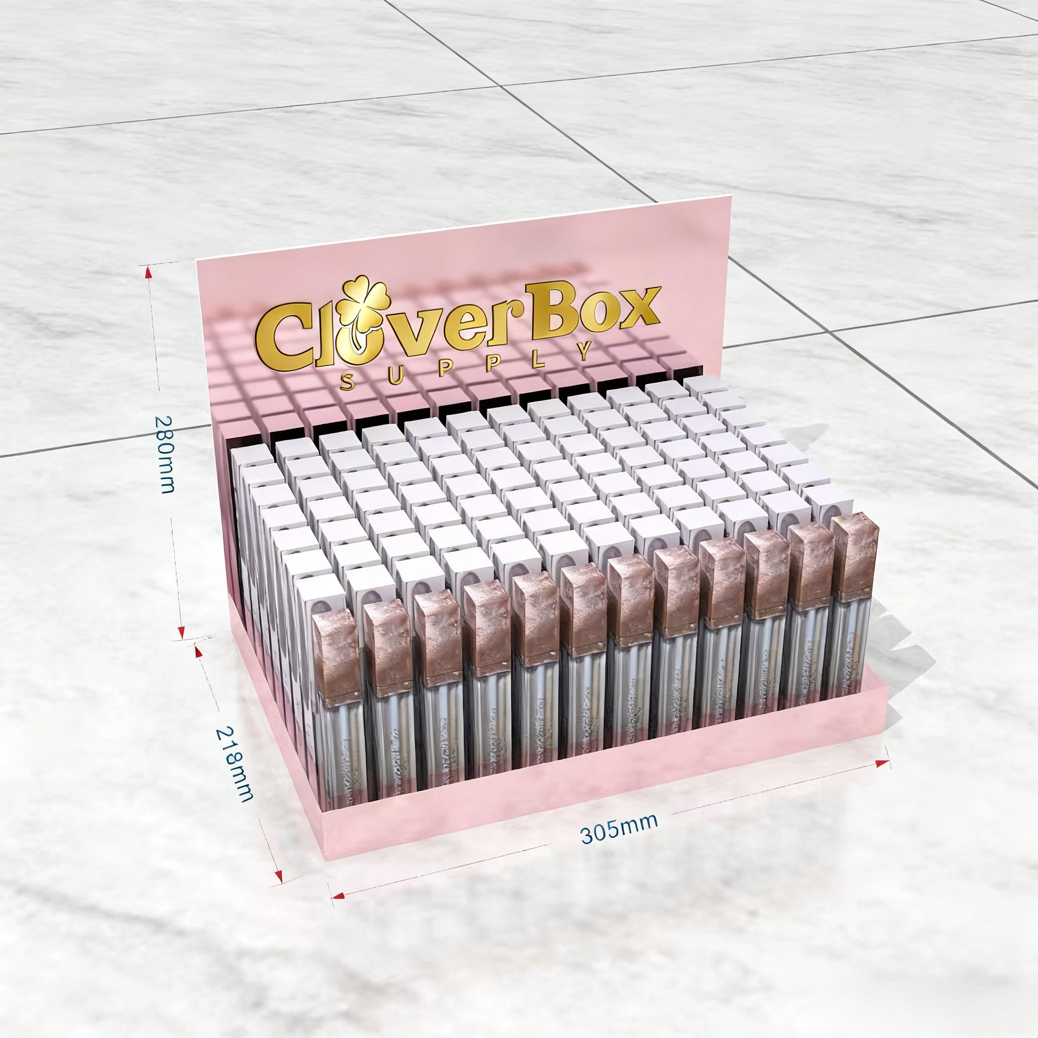 Custom Pink Acrylic Counter Display Stand for Lip Gloss