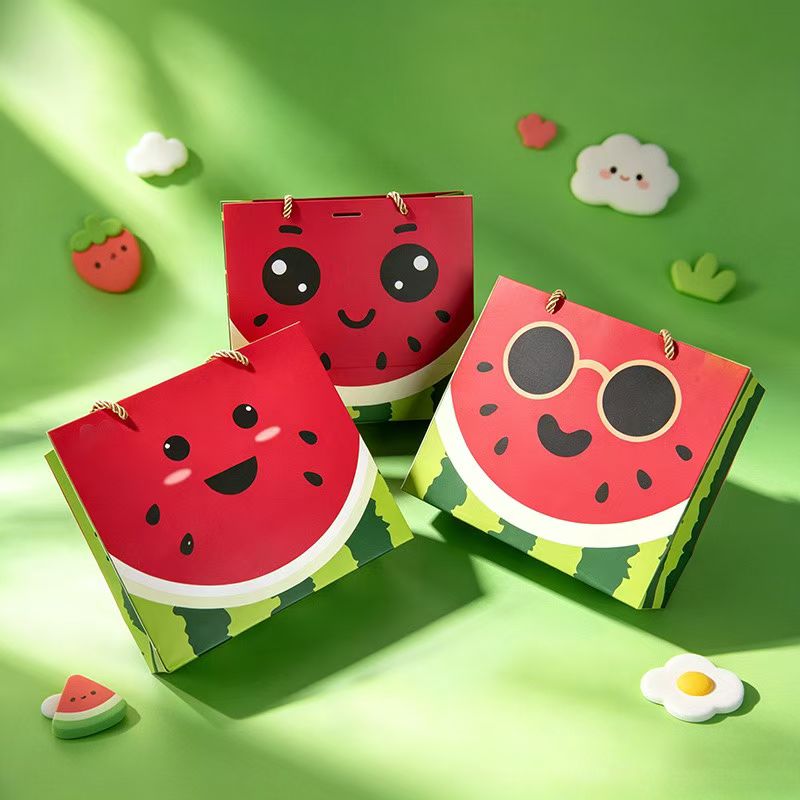 Custom Cute Watermelon Cartoon Paper Gift Bag with Twine Handles (For Kids Party & Summer Gift) - Image 3