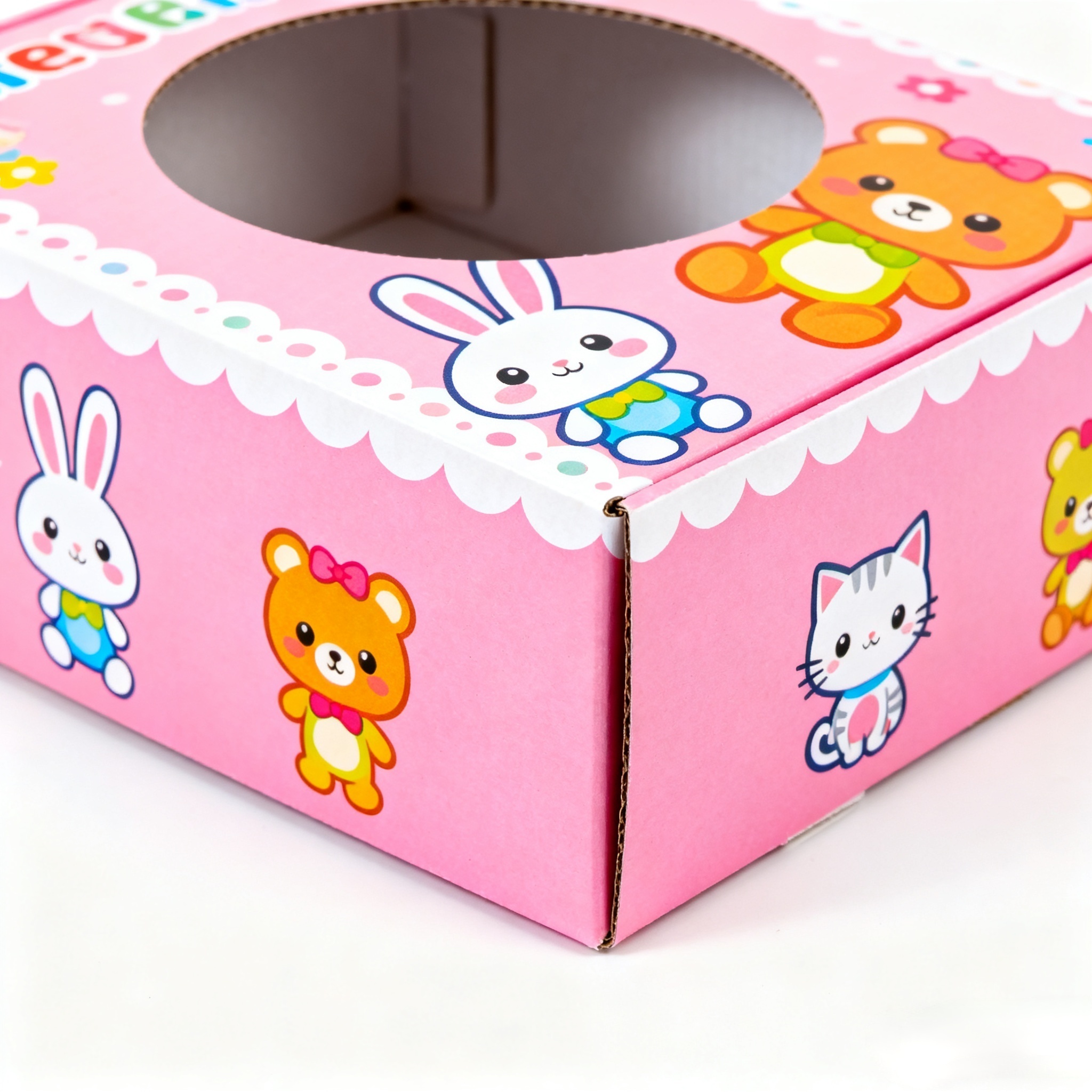 Custom Pink Cartoon Animal Die Cut Gift Box (For Kids & Party Packaging)